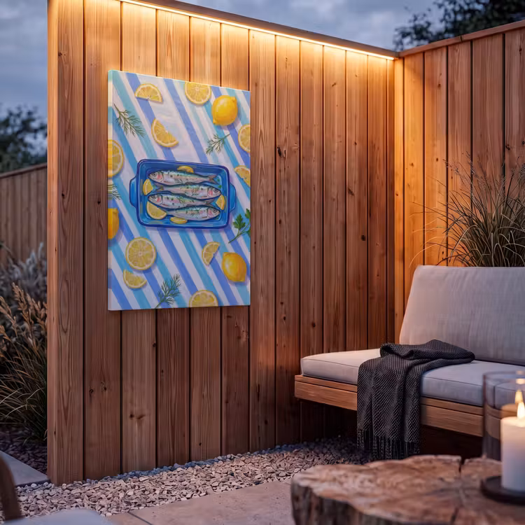 Buiten canvas - Vis - Citroen - Kruiden - Eten - Blauw — 4