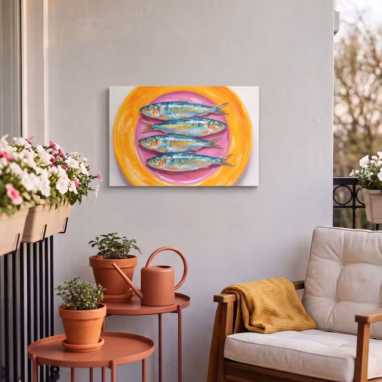 Buiten canvas - Vis - Vier - Eten - Modern - Kleurrijk — 4