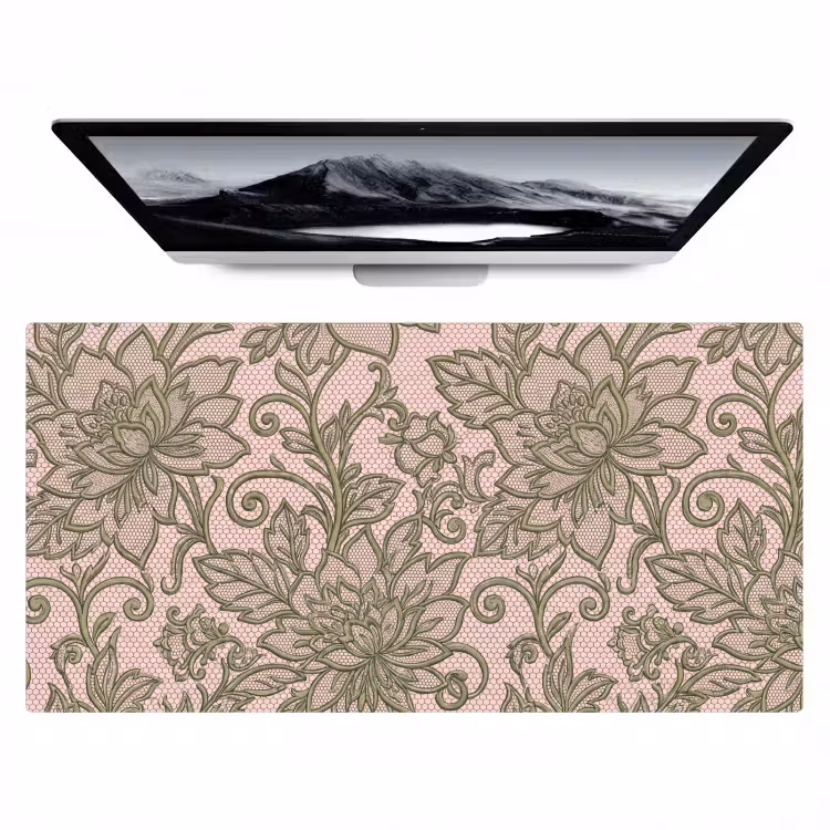 Bureau onderlegger - Bloemen - Kant - Patroon - Klassiek - Groen — 1
