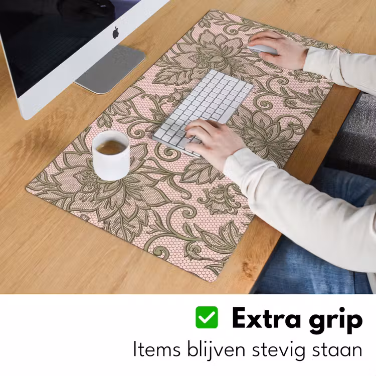 Bureau onderlegger - Bloemen - Kant - Patroon - Klassiek - Groen — 6