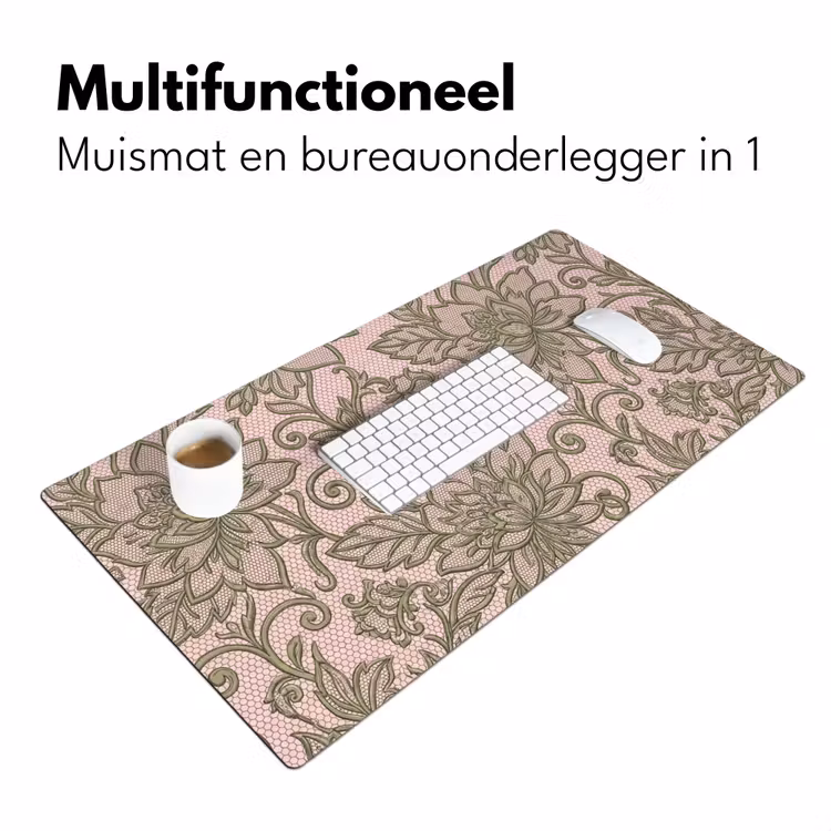 Bureau onderlegger - Bloemen - Kant - Patroon - Klassiek - Groen — 7