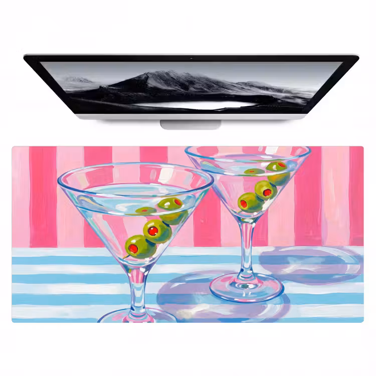 Bureau onderlegger - Cocktail - Olijven - Kunst - Modern - Roze — 1