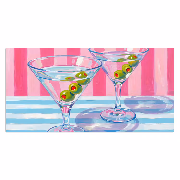 Bureau onderlegger - Cocktail - Olijven - Kunst - Modern - Roze — 2