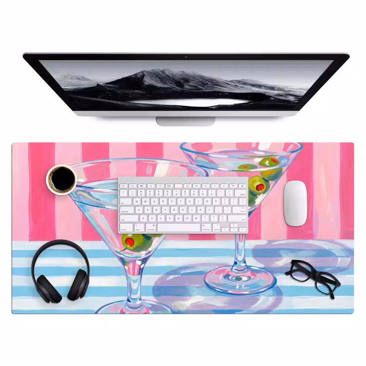 Bureau onderlegger - Cocktail - Olijven - Kunst - Modern - Roze — 4