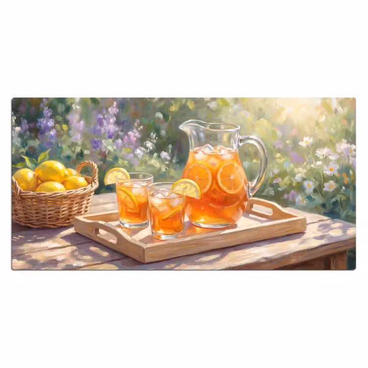 Bureau onderlegger - Drank - Citroen - Zomer - Tuin - Geel — 2
