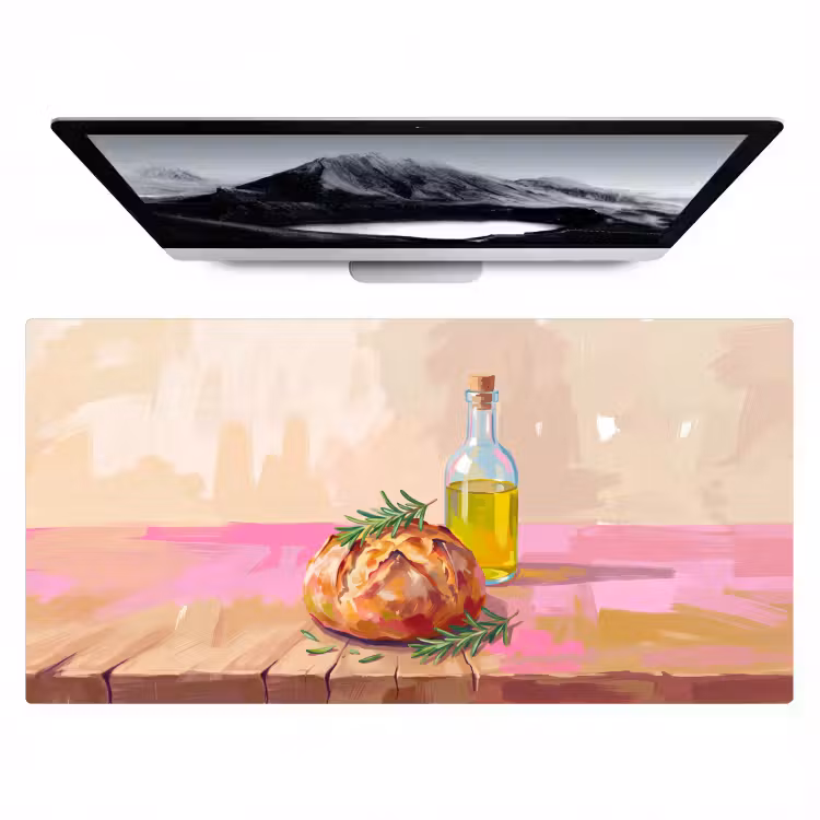 Bureau onderlegger - Eten - Brood - Olijfolie - Abstract - Keuken — 1