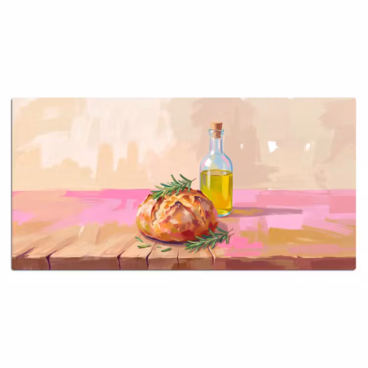 Bureau onderlegger - Eten - Brood - Olijfolie - Abstract - Keuken — 2