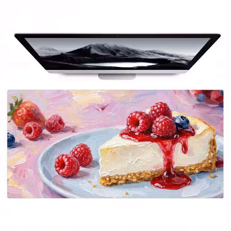 Bureau onderlegger - Eten - Cheesecake - Bessen - Abstract - Roze — 1