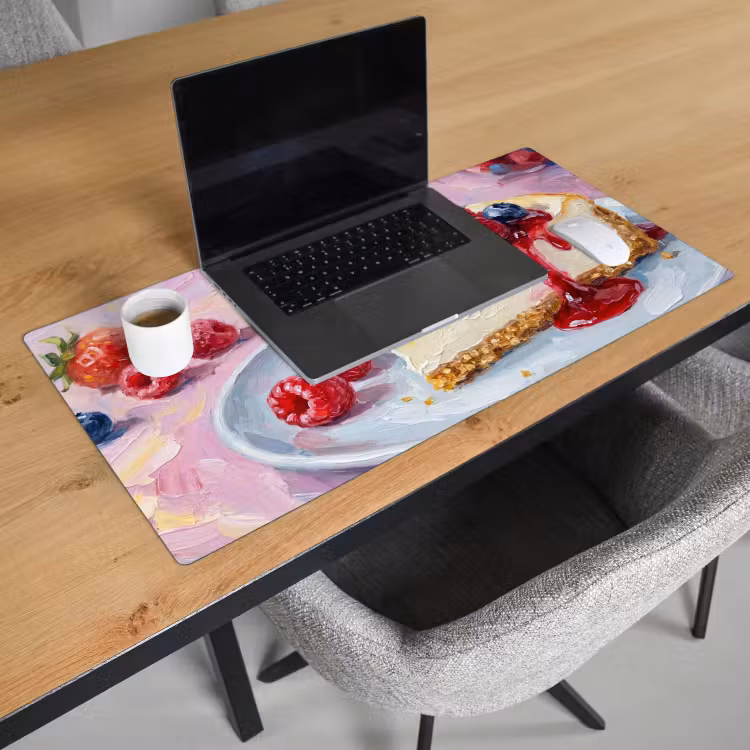 Bureau onderlegger - Eten - Cheesecake - Bessen - Abstract - Roze — 3