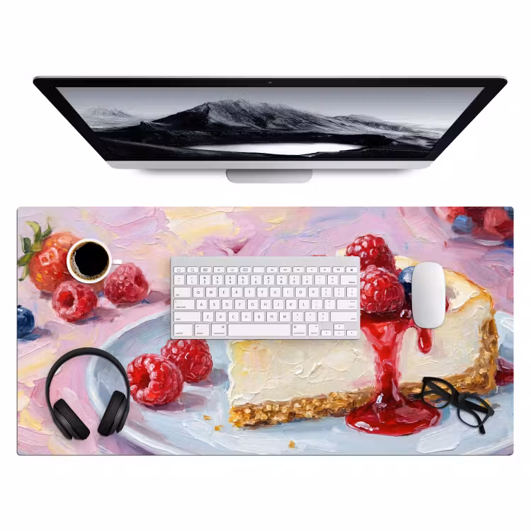 Bureau onderlegger - Eten - Cheesecake - Bessen - Abstract - Roze — 4