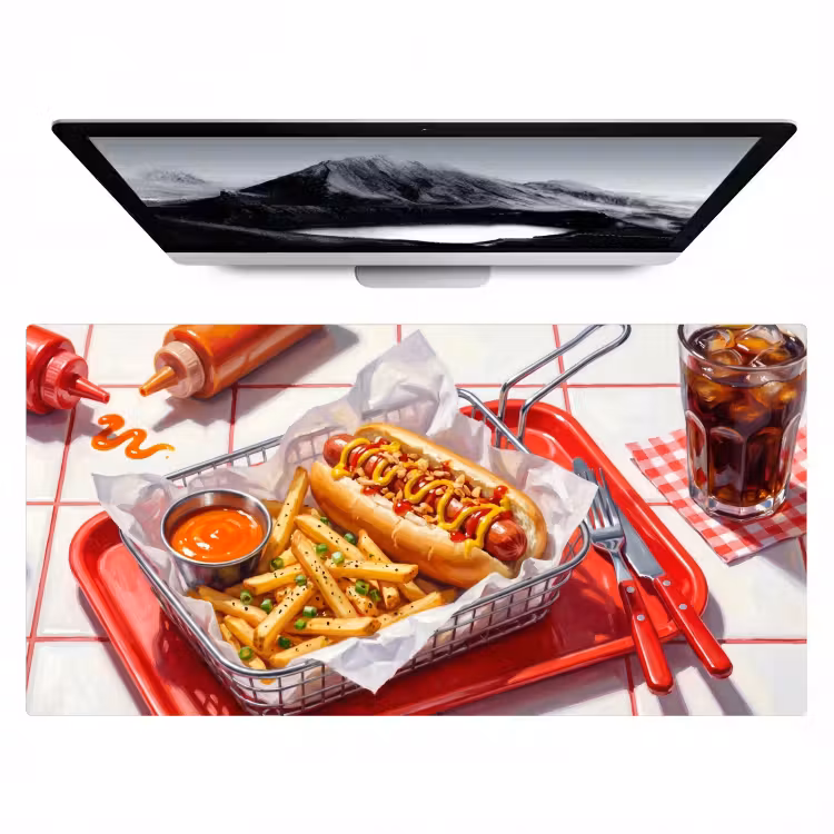 Bureau onderlegger - Eten - Hotdog - Fastfood - Modern - Rood — 1
