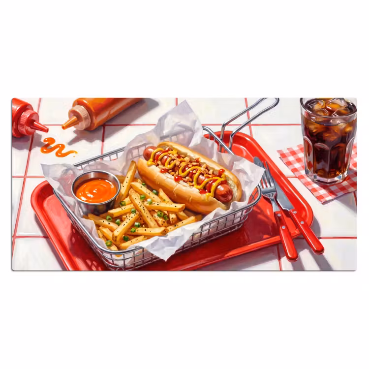 Bureau onderlegger - Eten - Hotdog - Fastfood - Modern - Rood — 2