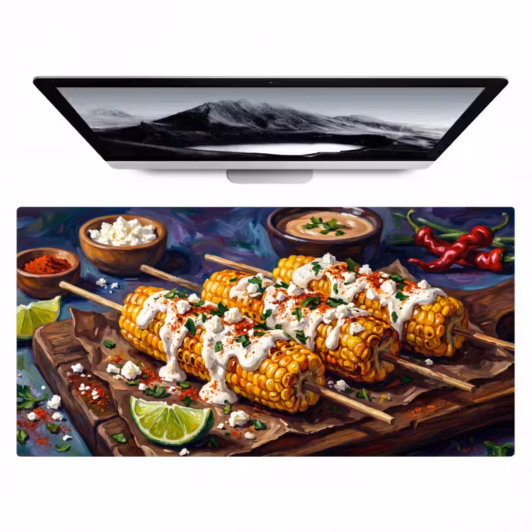 Bureau onderlegger - Eten - Maïs - Saus - Geschilderd - Geel — 1