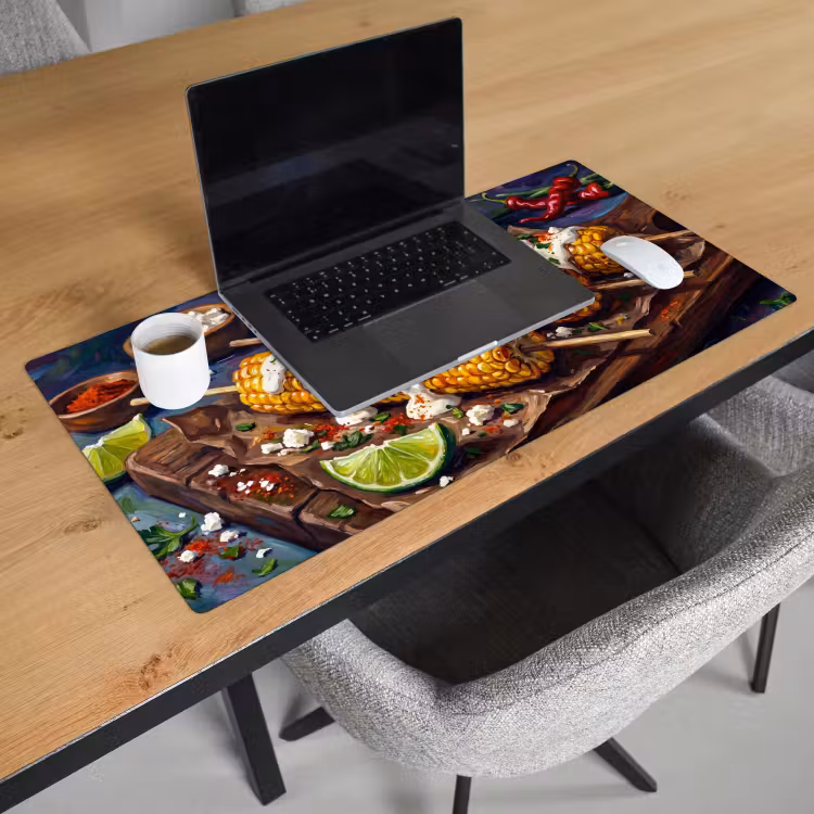 Bureau onderlegger - Eten - Maïs - Saus - Geschilderd - Geel — 3
