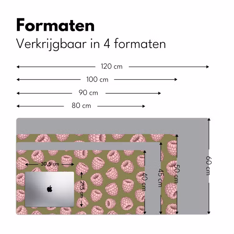 Bureau onderlegger - Eten - Patroon - Illustratie - Roze - Groen — 8