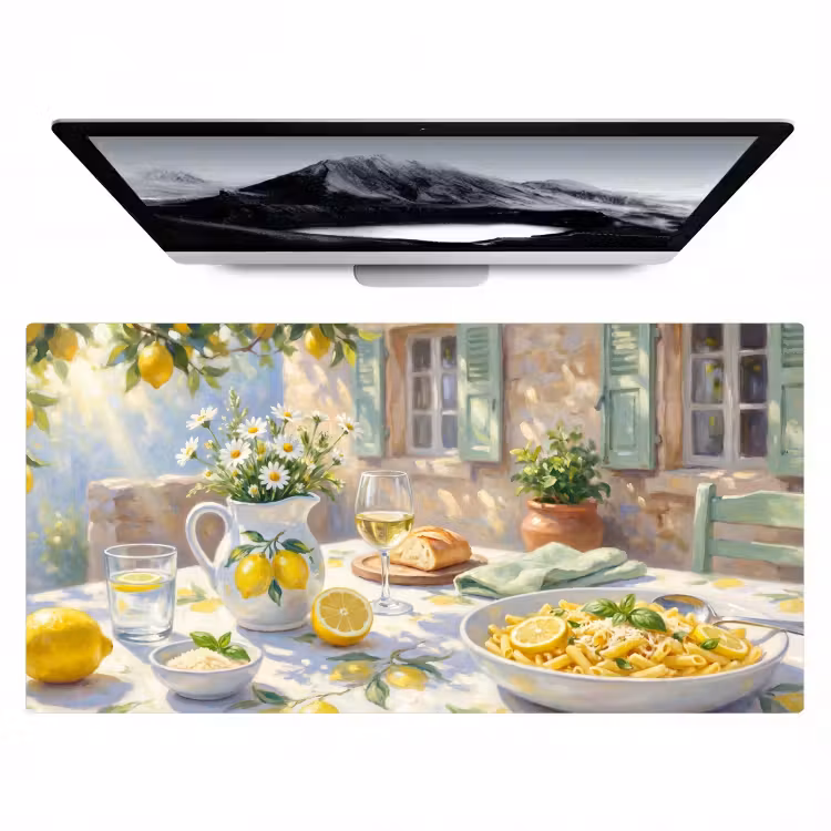 Bureau onderlegger - Eten - Terras - Zomer - Geschilderd - Geel — 1