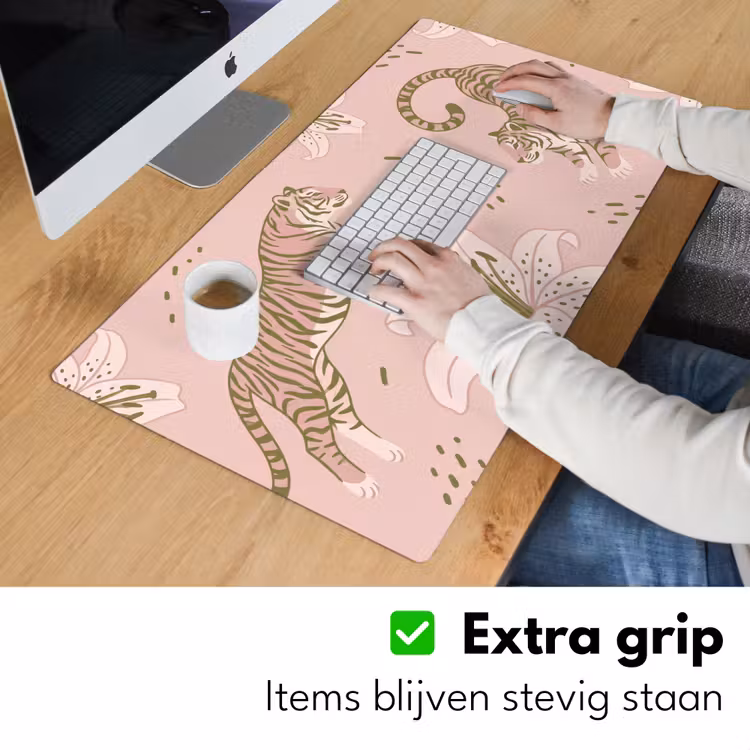 Bureau onderlegger - Kat - Springend - Bloemen - Abstract - Roze — 6
