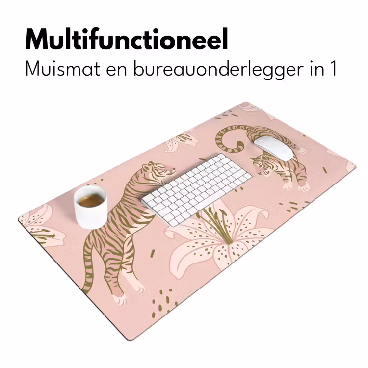 Bureau onderlegger - Kat - Springend - Bloemen - Abstract - Roze — 7