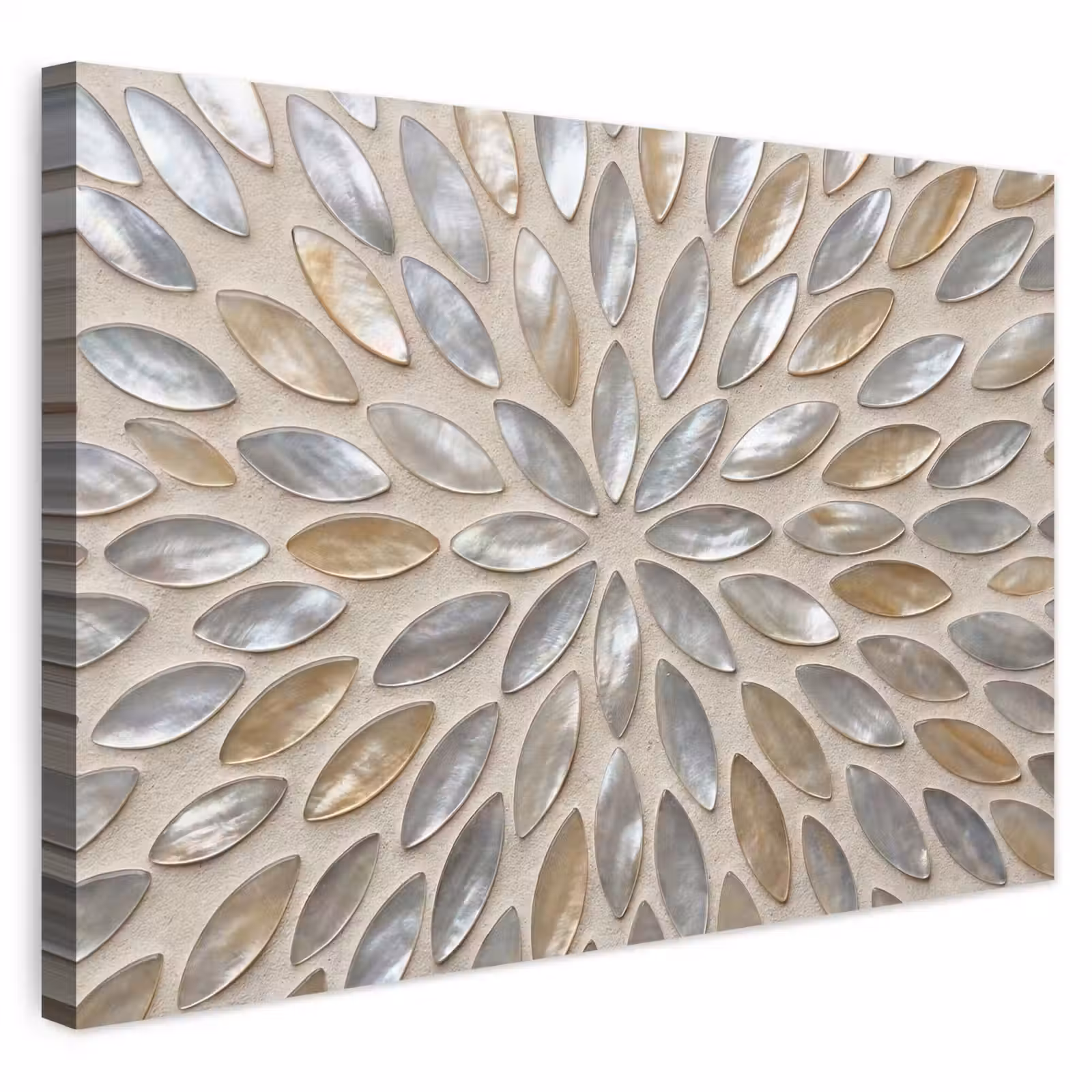 Buiten canvas - Patroon - Ovaal - Glanzend - Abstract - Beige — 1