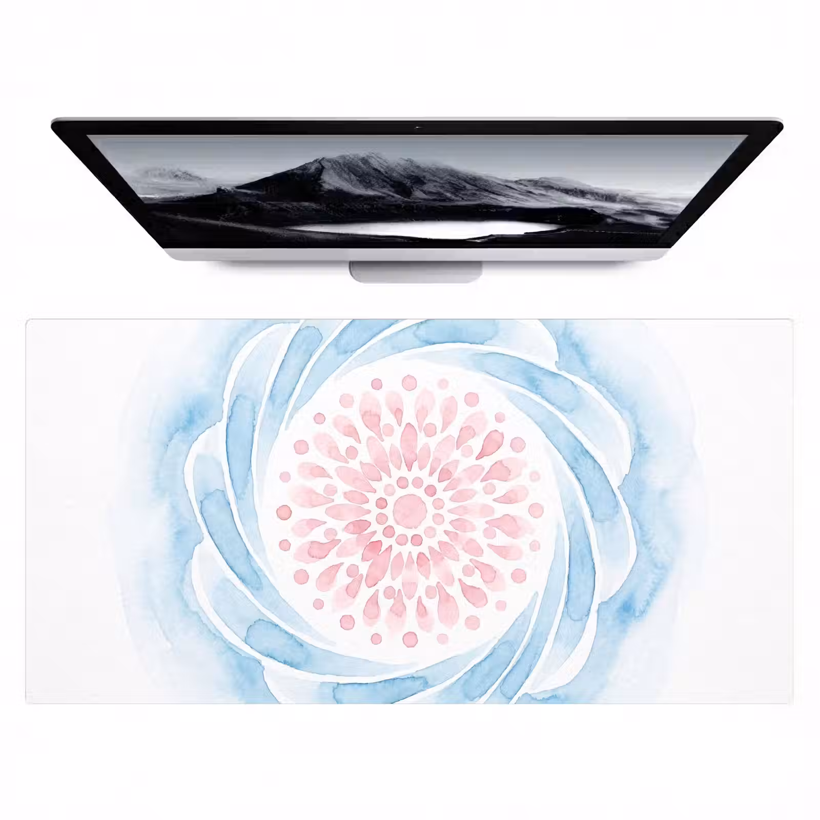 Bureau onderlegger - Abstract - Bloemvorm - Aquarel - Roze - Blauw — 1