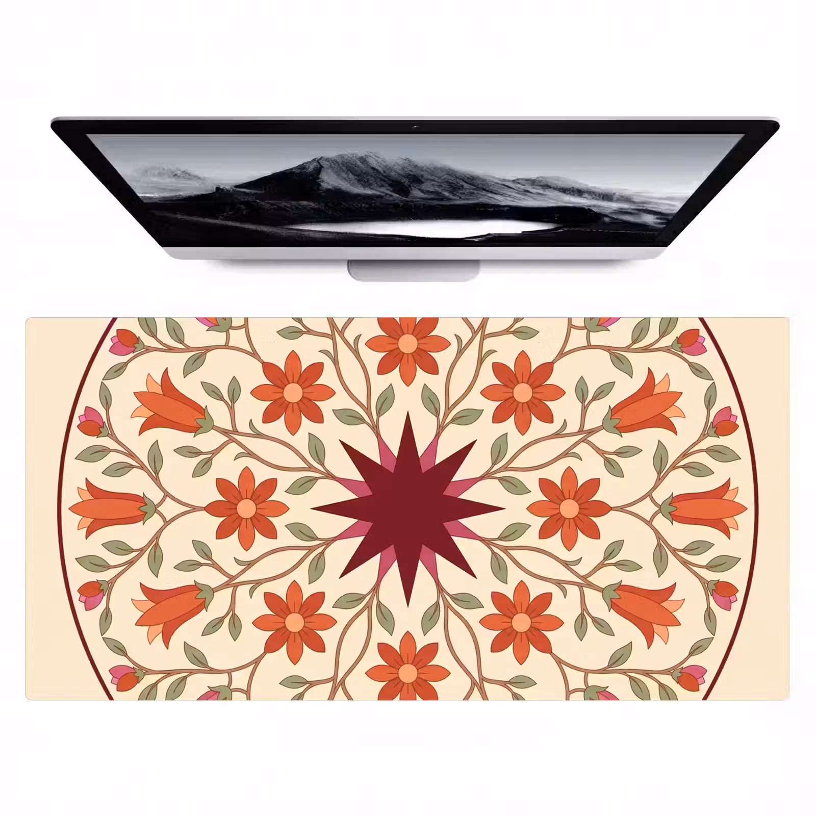 Bureau onderlegger - Bloemen - Mandala - Decoratief - Rood — 1