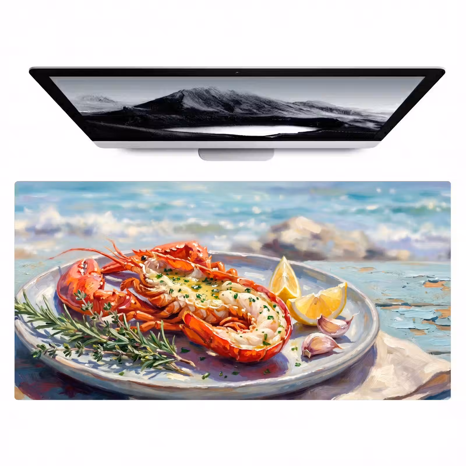 Bureau onderlegger - Eten - Zee - Kust - Modern - Blauw — 1