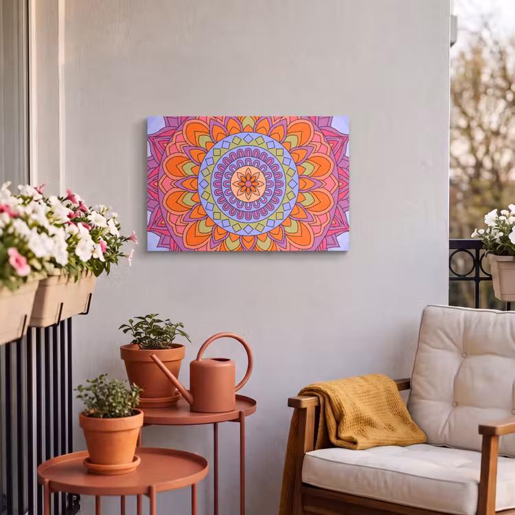 Buiten canvas - Mandala - Cirkel - Abstract - Kleurrijk - Patroon — 3