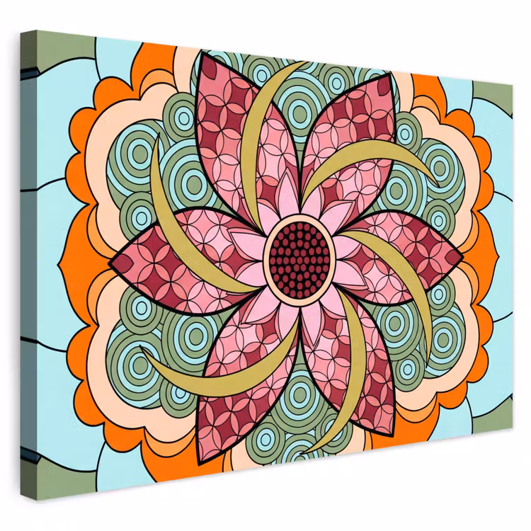 Buiten canvas - Mandala - Geometrisch - Kunst - Decoratief - Kleurrijk — 1