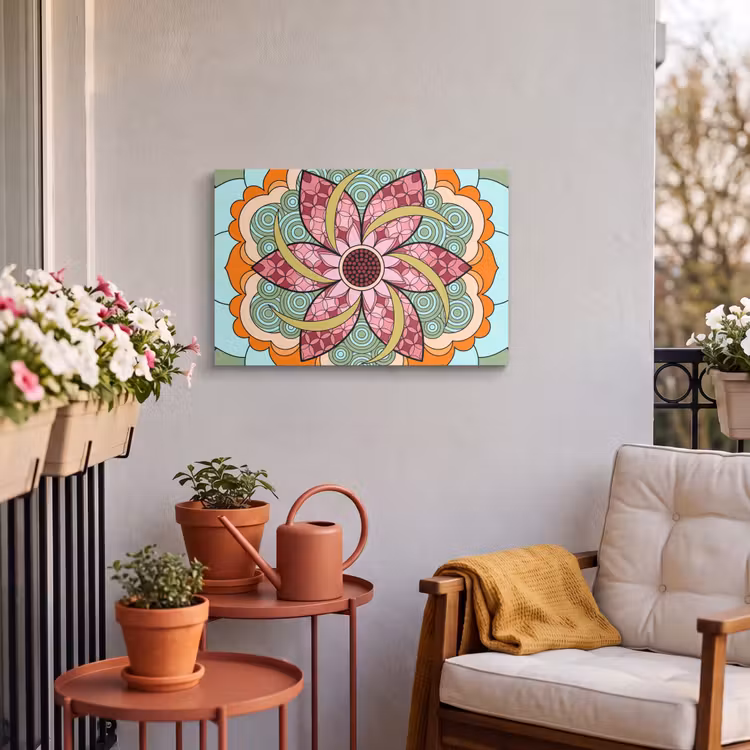 Buiten canvas - Mandala - Geometrisch - Kunst - Decoratief - Kleurrijk — 3