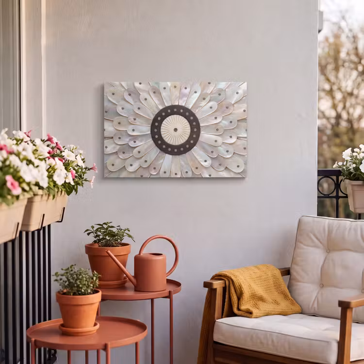 Buiten canvas - Parelmoer - Patroon - Decoratie - Ambacht - Wit — 3