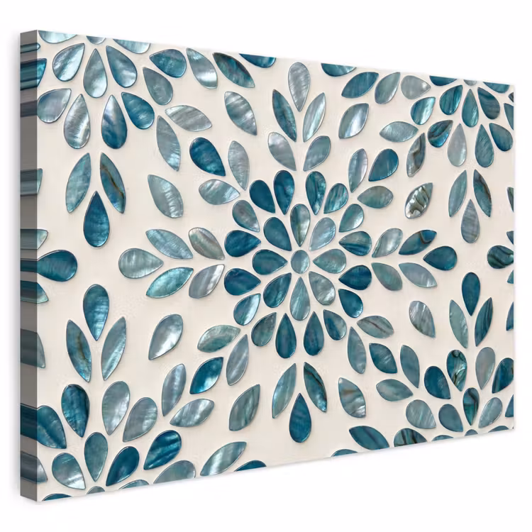 Buiten canvas - Patroon - Bladeren - Abstract - Modern - Turquoise — 1
