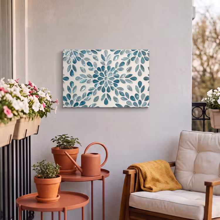 Buiten canvas - Patroon - Bladeren - Abstract - Modern - Turquoise — 4