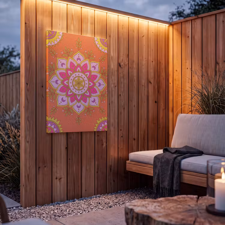 Buiten canvas - Patroon - Bloemmotief - Decoratie - Abstract - Roze — 4