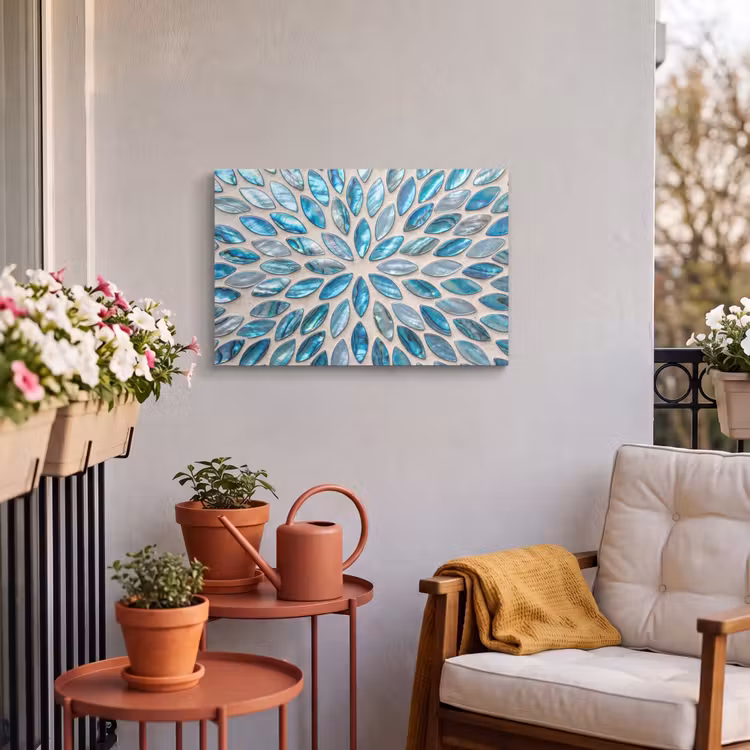 Buiten canvas - Patroon - Glans - Abstract - Blauw - Decoratie — 4