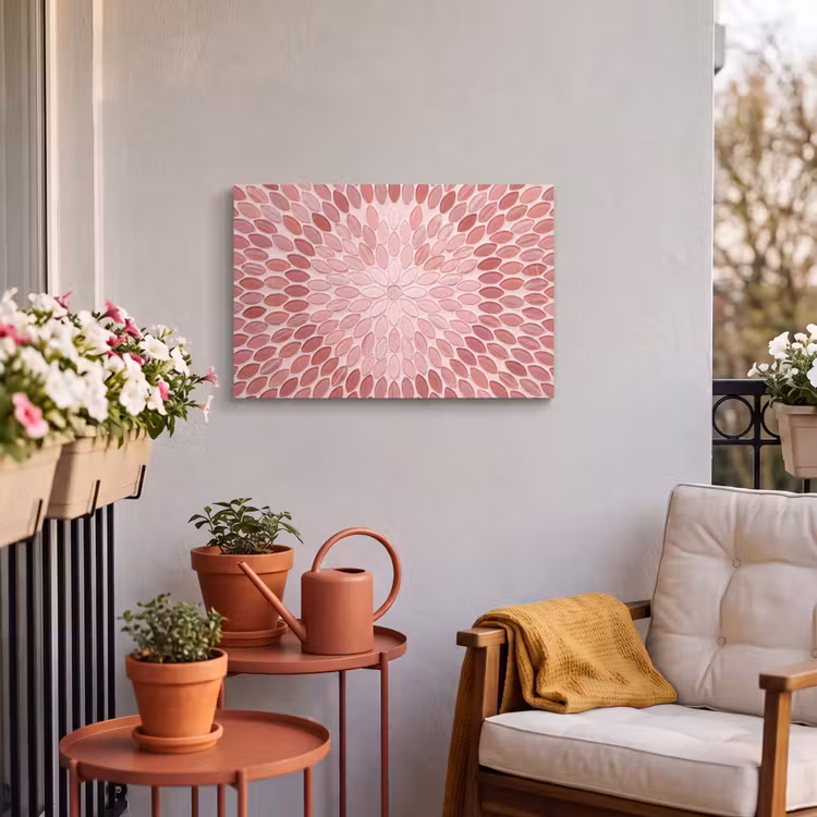Buiten canvas - Patroon - Mozaïek - Ovaal - Abstract - Roze — 4