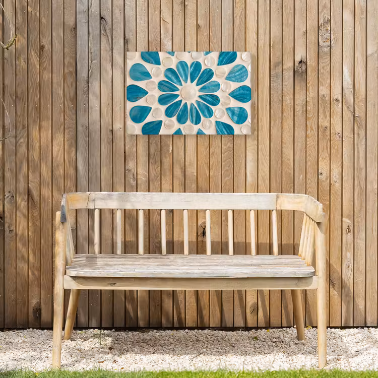 Buiten canvas - Patroon - Mozaïek - Schelpen - Abstract - Turquoise — 3