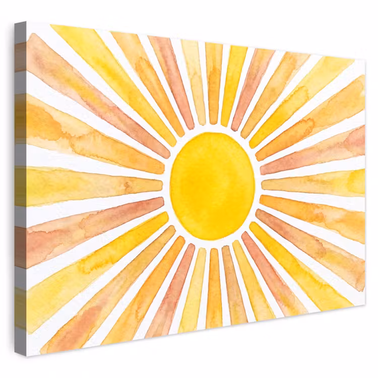 Buiten canvas - Zon - Stralen - Aquarel - Geel - Abstract — 1
