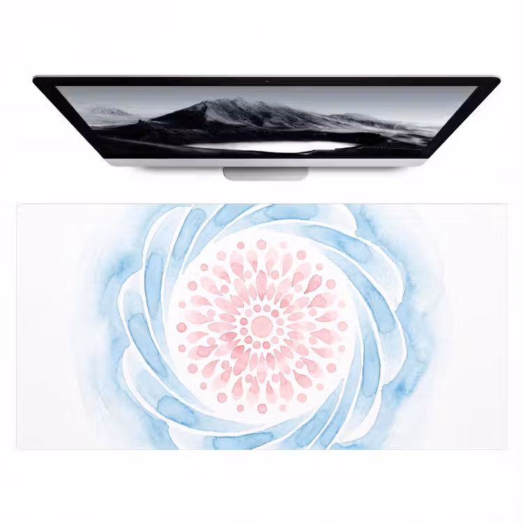 Bureau onderlegger - Abstract - Bloemvorm - Aquarel - Roze - Blauw — 1
