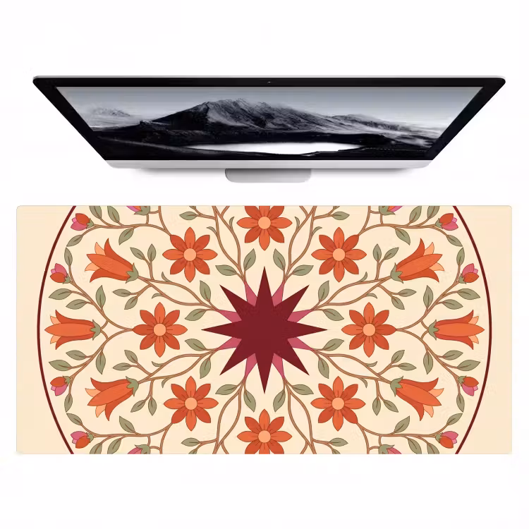 Bureau onderlegger - Bloemen - Mandala - Decoratief - Rood — 1
