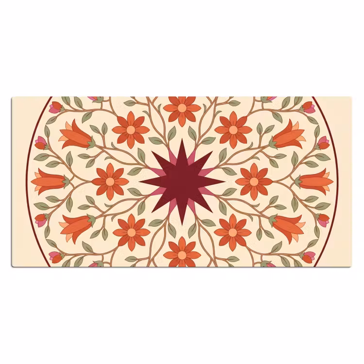 Bureau onderlegger - Bloemen - Mandala - Decoratief - Rood — 2