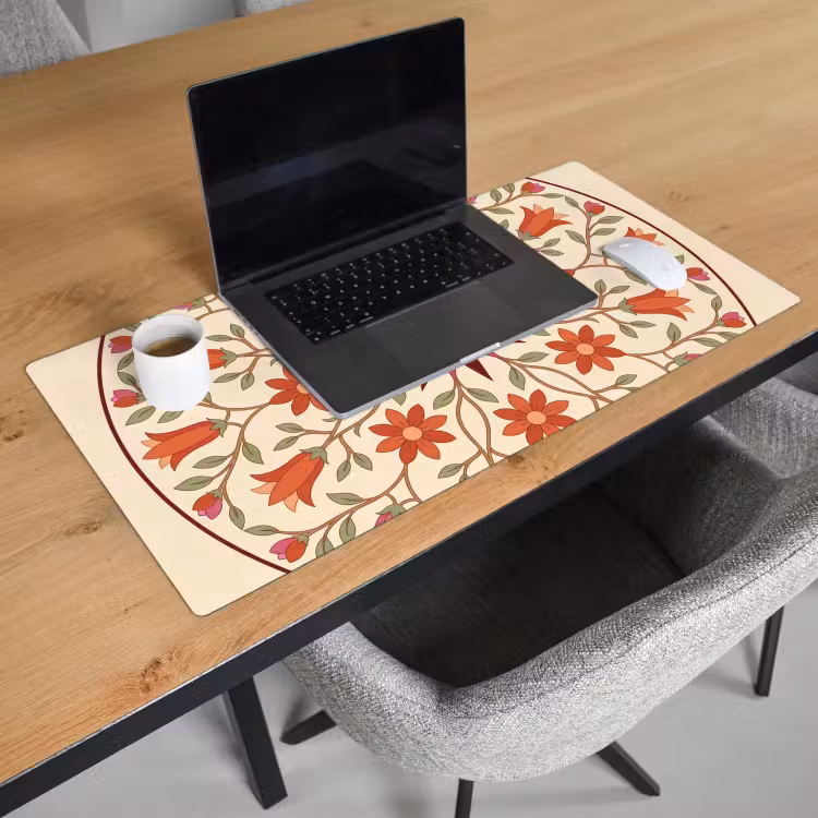 Bureau onderlegger - Bloemen - Mandala - Decoratief - Rood — 3