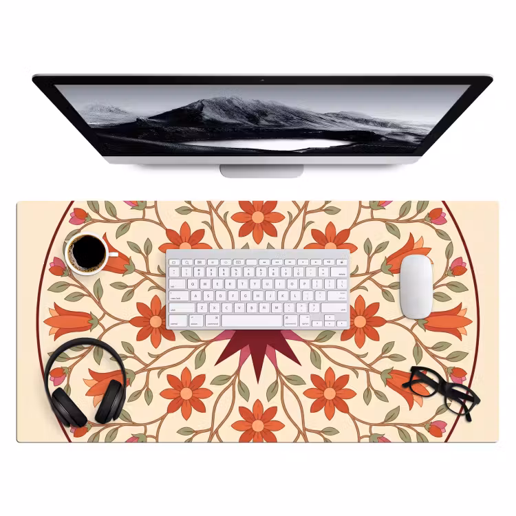 Bureau onderlegger - Bloemen - Mandala - Decoratief - Rood — 4