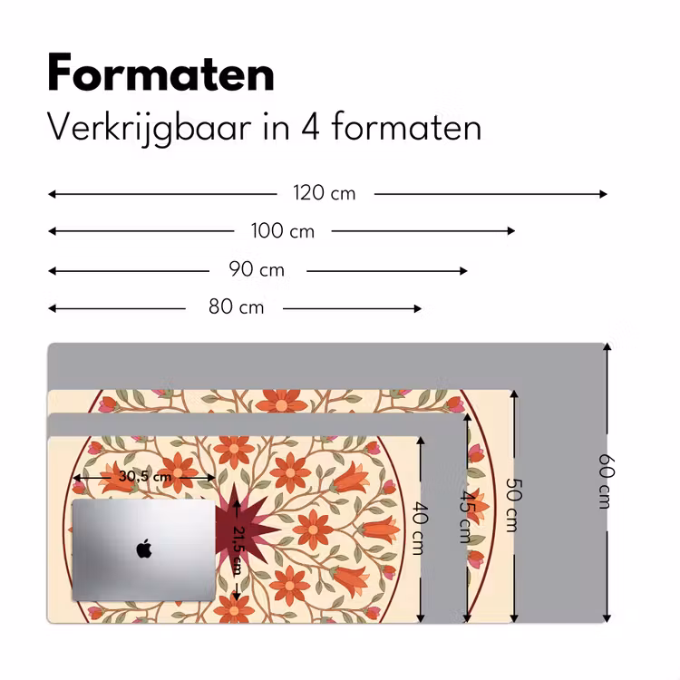 Bureau onderlegger - Bloemen - Mandala - Decoratief - Rood — 8