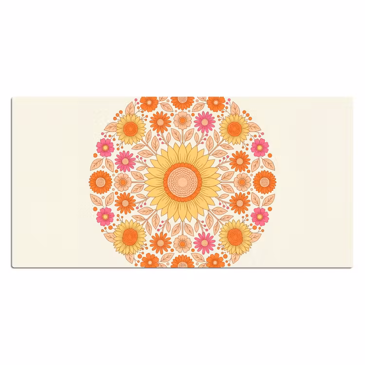 Bureau onderlegger - Bloemen - Mandala - Patroon - Kleurrijk — 2