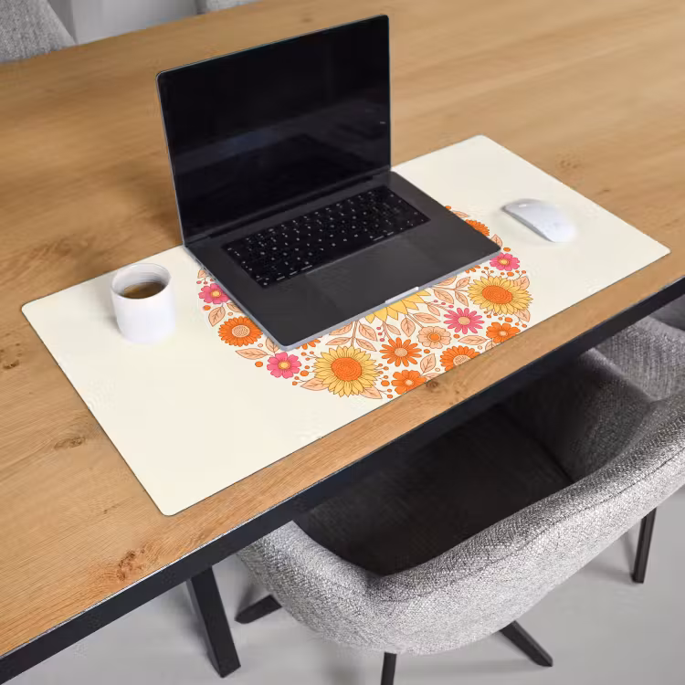 Bureau onderlegger - Bloemen - Mandala - Patroon - Kleurrijk — 3