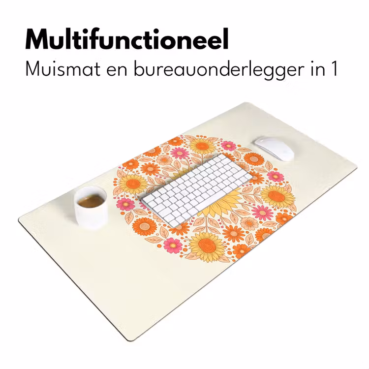 Bureau onderlegger - Bloemen - Mandala - Patroon - Kleurrijk — 7