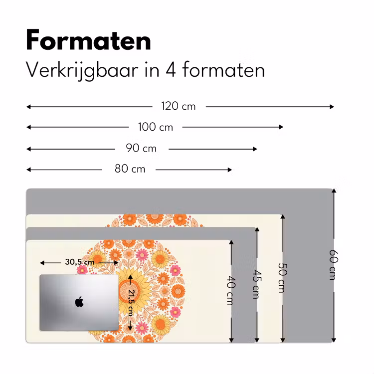 Bureau onderlegger - Bloemen - Mandala - Patroon - Kleurrijk — 8