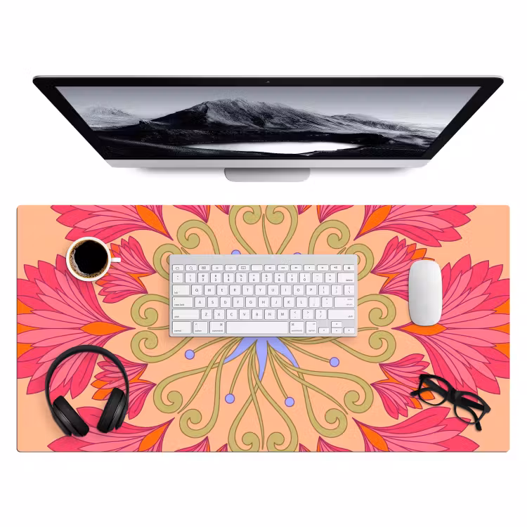 Bureau onderlegger - Bloemen - Patroon - Abstract - Roze - Decoratief — 4