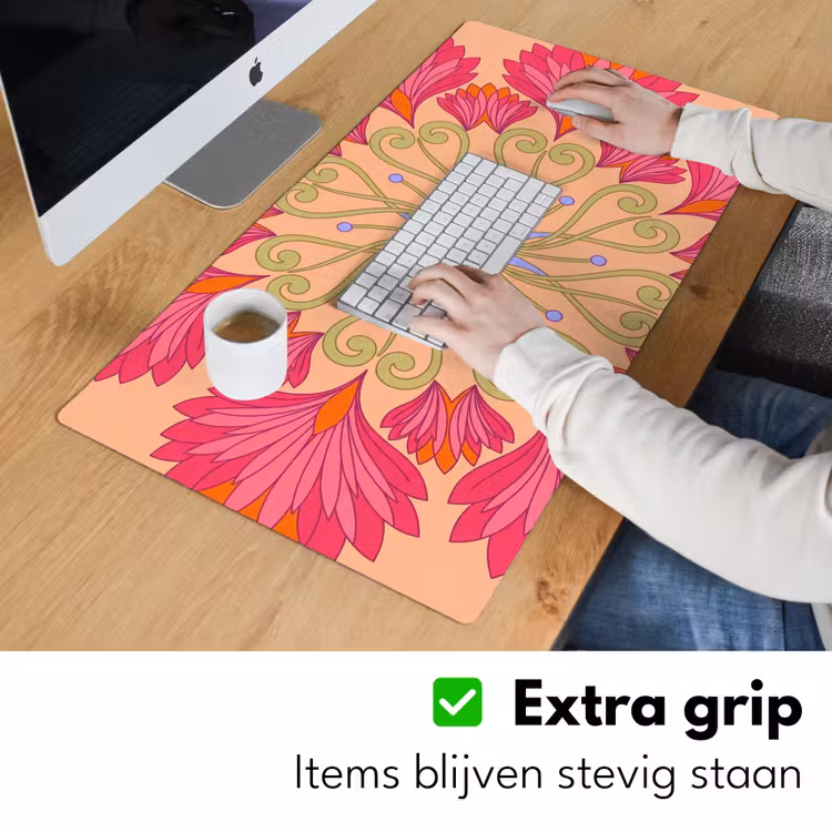 Bureau onderlegger - Bloemen - Patroon - Abstract - Roze - Decoratief — 6