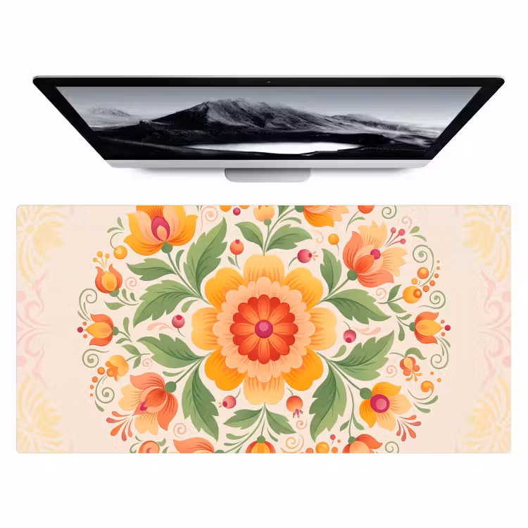 Bureau onderlegger - Bloemen - Patroon - Decoratief - Oranje — 1
